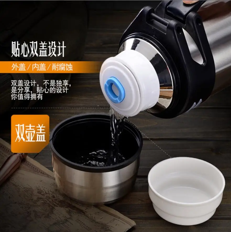 2000ml 2L liter stainless steel outdoor ports Large Capacity volume  Travel Bottle flask Thermos