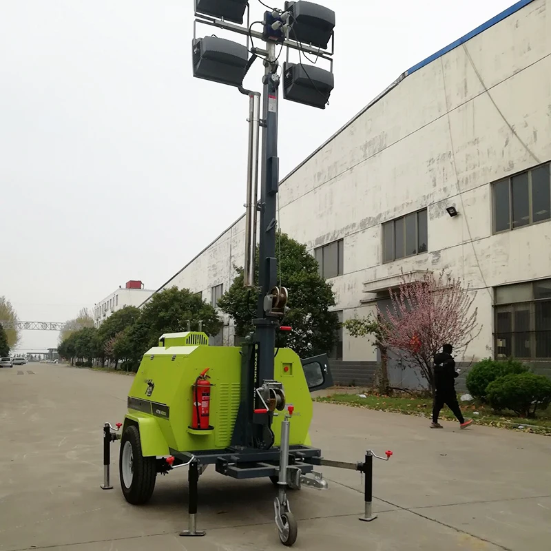 Portable Diesel Generator Lighting Tower Manual Mast Industrial Outdoor Light Tower