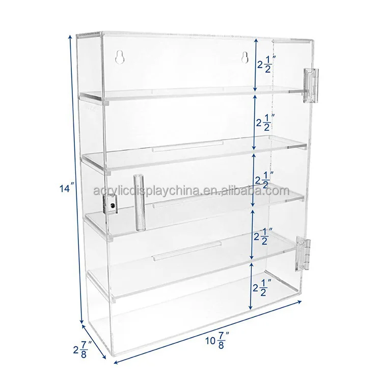 Modern Display Cabinet Acrylic With Lock - Rectangular Locking Clear Case