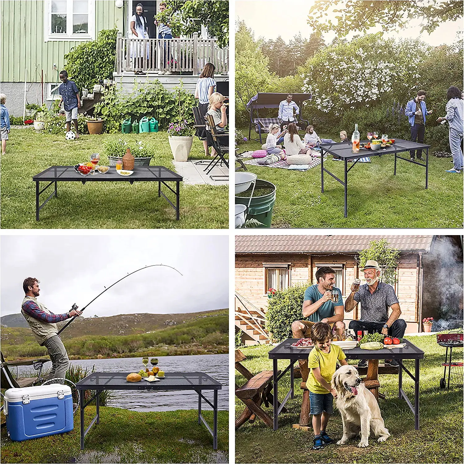 Outdoor Garden Picnic Portable Rectangle collapsible Dinning Table wood foldable BBQ Camping Self- driving tour egg roll table