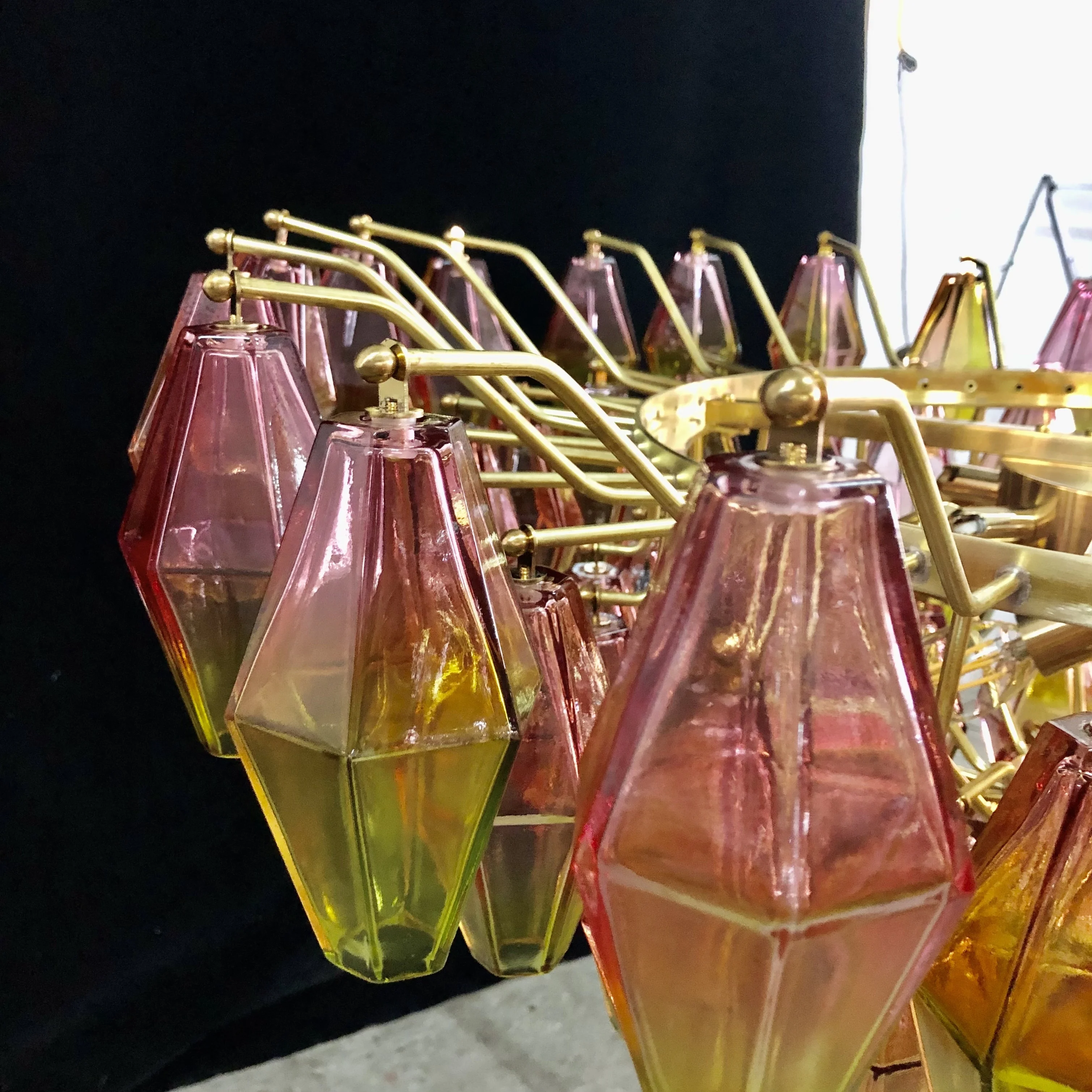 Art Nouveau Handmade Vintage Venini Murano Glass Chandelier Pendants Light Gold Metal frame For Dinning Home decor