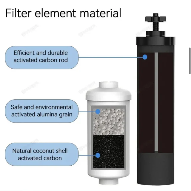 New 304 Stainless Steel Table Top Gravity Water Supply Filtration System Manual Household Water Filter for Outdoor Use