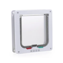 Dog Cat Flap Door with 4 Way Security Lock gate door for Dog Cats Kitten ABS Plastic clear window