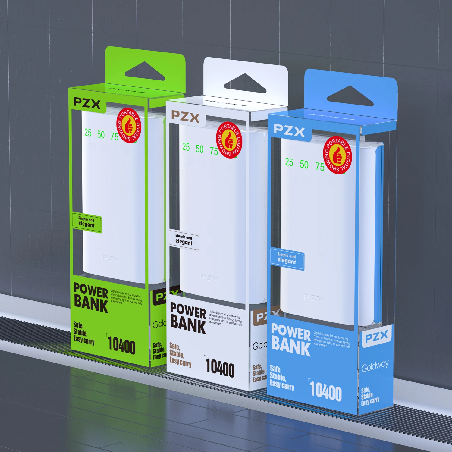 PZX C146 Mini Gift Warranty Pocket Power Bank Hot Selling 3600mah with LED Light Fashion Gift Powerbank In Stock