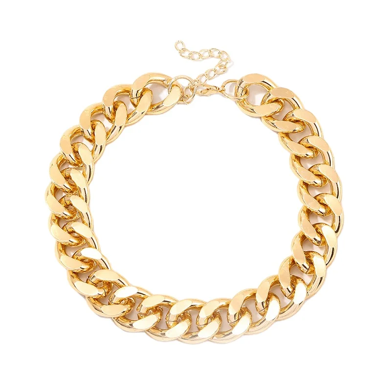 Fashionable and Personalized Thick Chain Necklace Retro Punk Aluminum Necklace for women jewelry