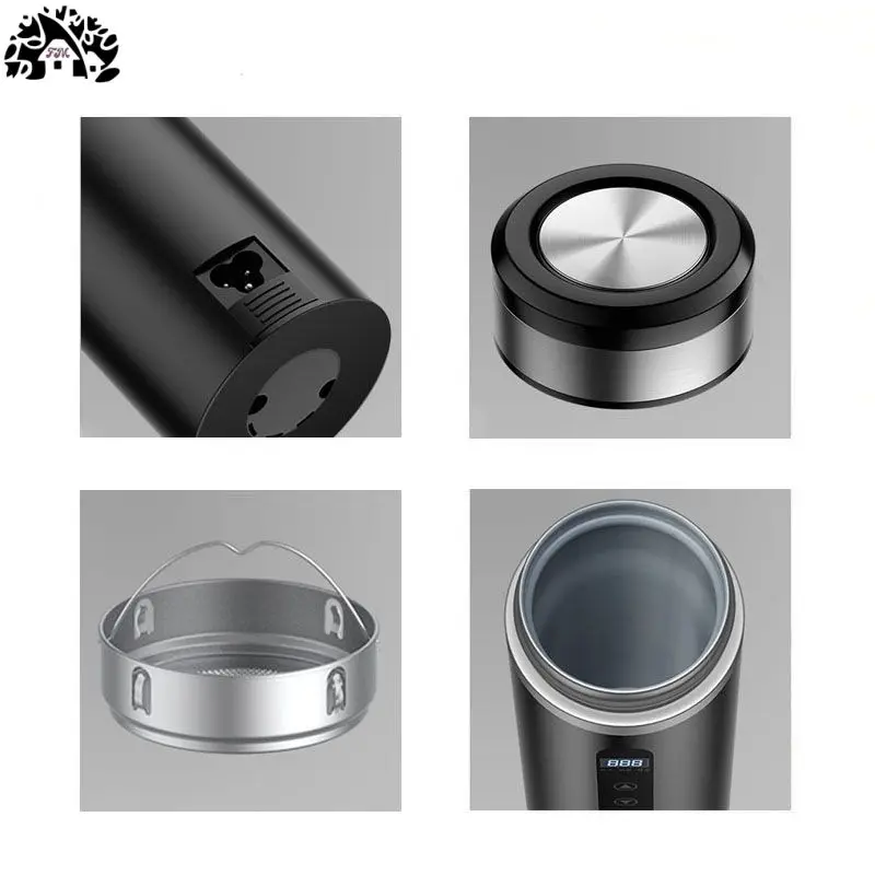 400ml Portable Electric Kettle Travel Boiling Water Cup Smart Heating Cup Temperature Control Kettle With Digital Display 220V