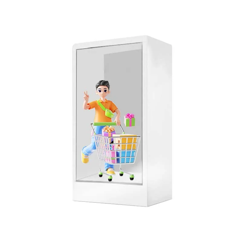 21.5inch 3D display box 75 86 inch human size 3d Hologram DisplayTransparent  touch interactive Showcases VideoTransparent Box