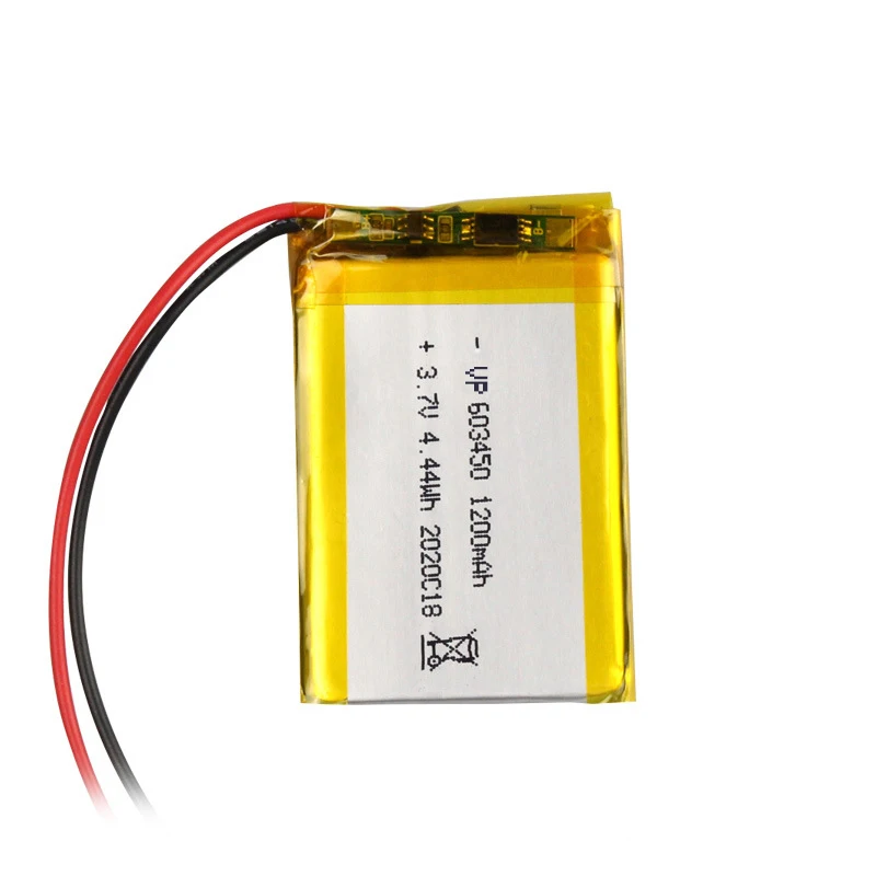 3.7V 1200mAH 4.44Wh 603450 Lipo Battery For GPS Tracker