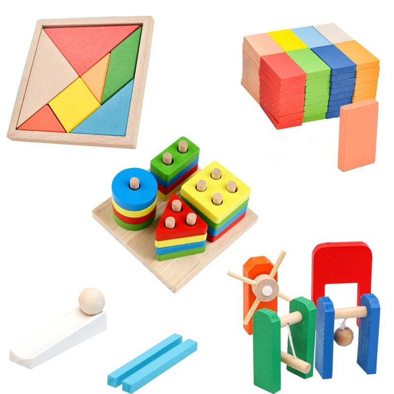 New Arrival Montessori Wooden Puzzle Blocks Set Early Educational Toys for Unisex Kids Aged 2 to 4 Years