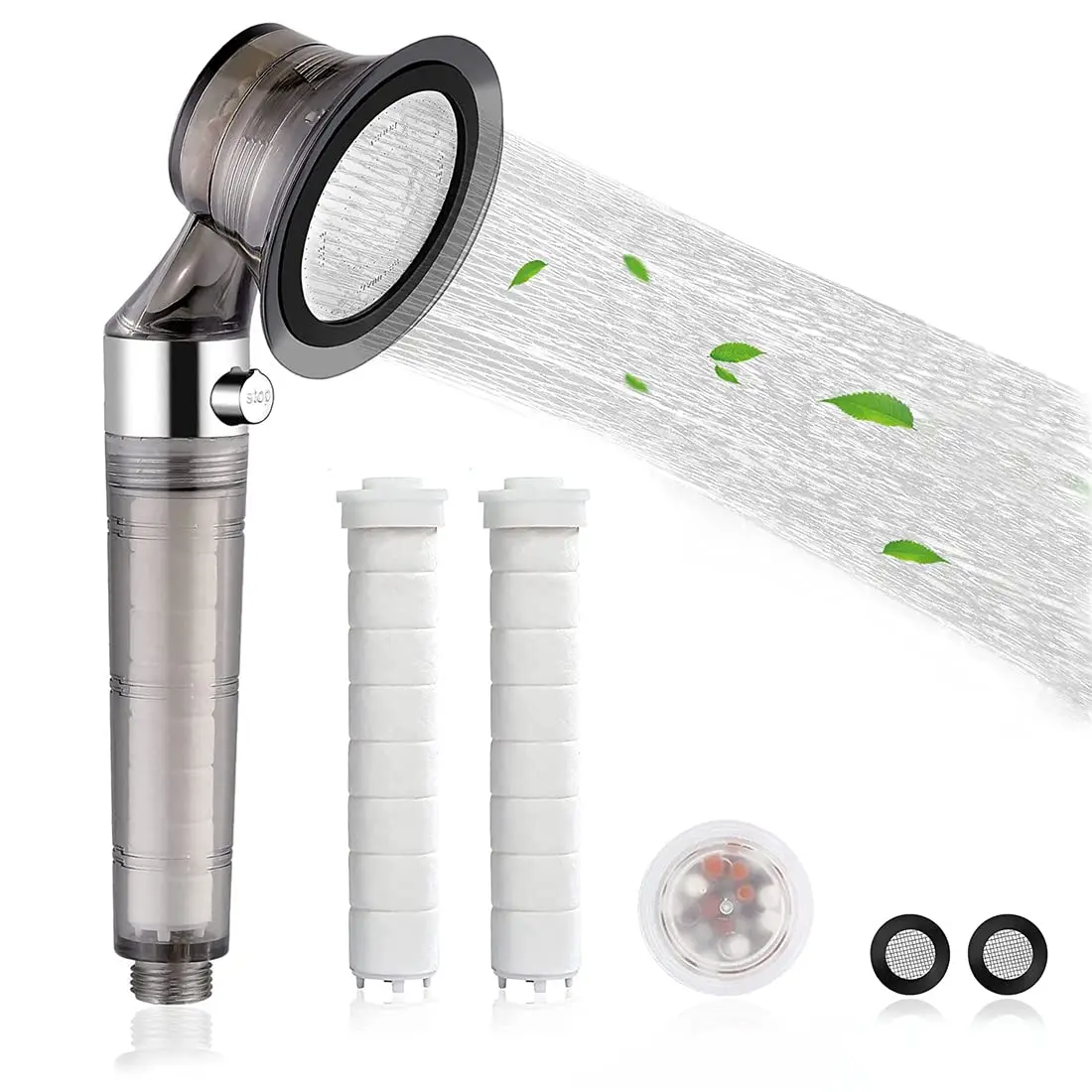 High Pressure Rainfall Spray Filter Shower Head One Key Stop Function Clean ABS Hand Filtered Shower Head For Hard Water