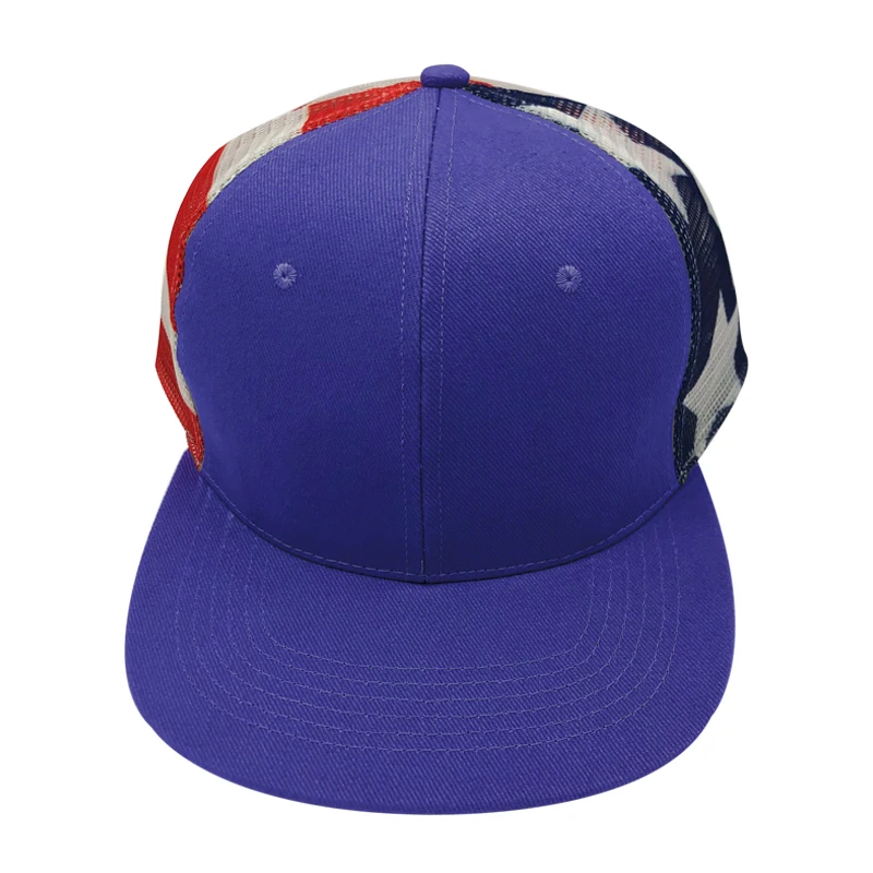 Рекламный индивидуальный Королевский синий Снэпбэк логотип под заказ сетчатый Печатный Флаг США Трамп бейсболки спортивная шляпа с Снэпбэк