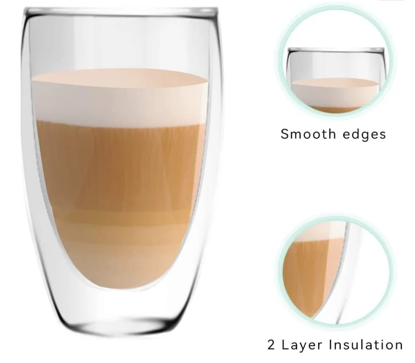 Drinkware custom printed Manufacture Double Wall Glass Mugs Tea Cups Water Cup Coffee Cup