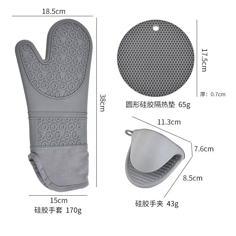 6 Pack Extra Long Baking Mittens Round Potholders and Heat Resistant Mini Oven Mitts Kitchen  Silicone Glove