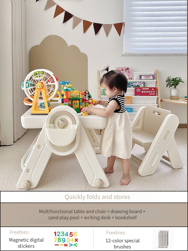 High Quality Drawing Board Toys Foldable Block Building Tables Drawing Toy Set For preschool kids