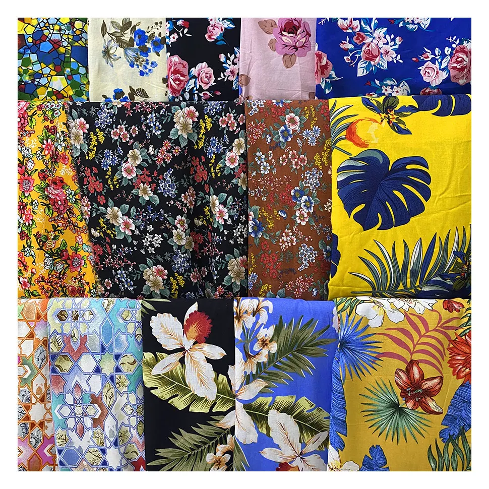 30s 32s 45s 60S Woven Challis Viscose Rayon Fabric Manufacturer Viscose Fabric 100 Spun Printed Rayon Fabric