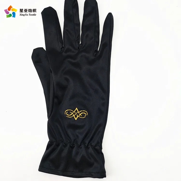 High Quality Custom Logo Printed Black & White Microfiber Jewelry Cleaning  Gloves For Watch And Diamond