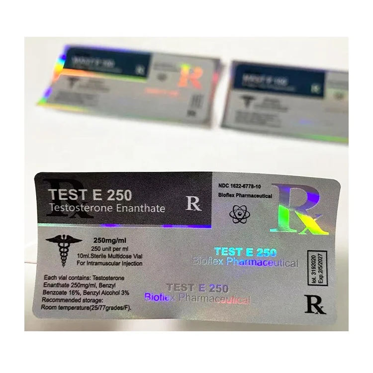 Custom new design Tren Ace Sust labels hologram foil 10ml injection vial label vials label and box