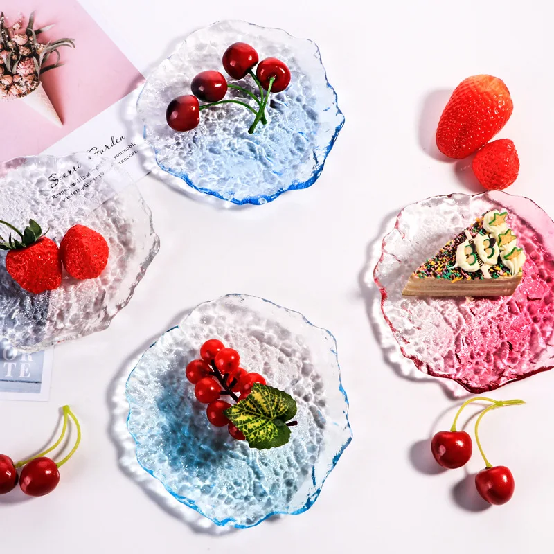Wholesale Glass Plate Dish Home Creative Flat Fruit Plate Ins Snacks Dessert Dried Fruit Plate Nordic Style