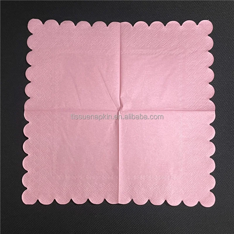 Wholesale Custom Color Cocktail Napkin Table Party Decoration Tissue 2ply 1/4fold Lace Shape Dyed Napkin Paper