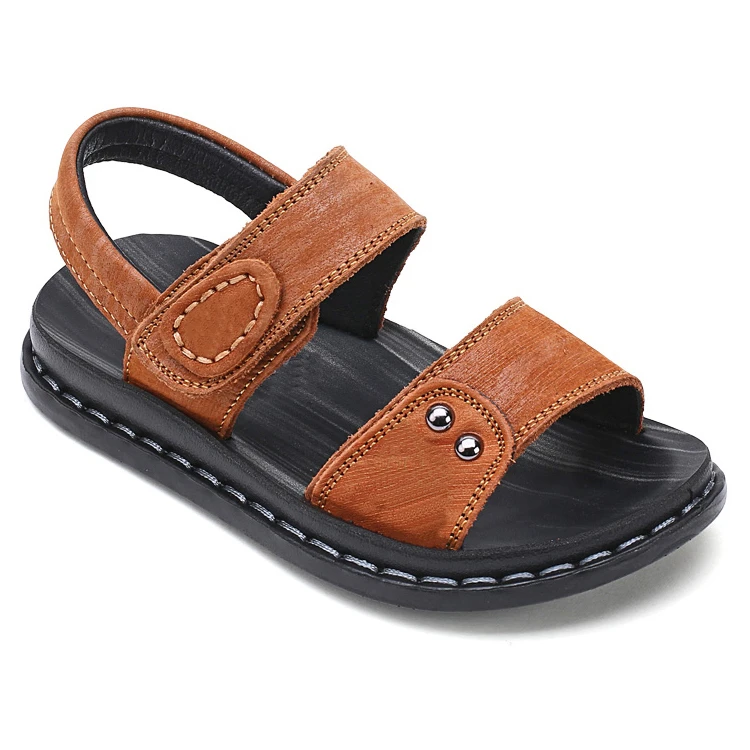 Новый стиль, летние сандалии для мальчиков, оптовая продажа, модная детская кожаная обувь на плоской подошве, детская повседневная обувь