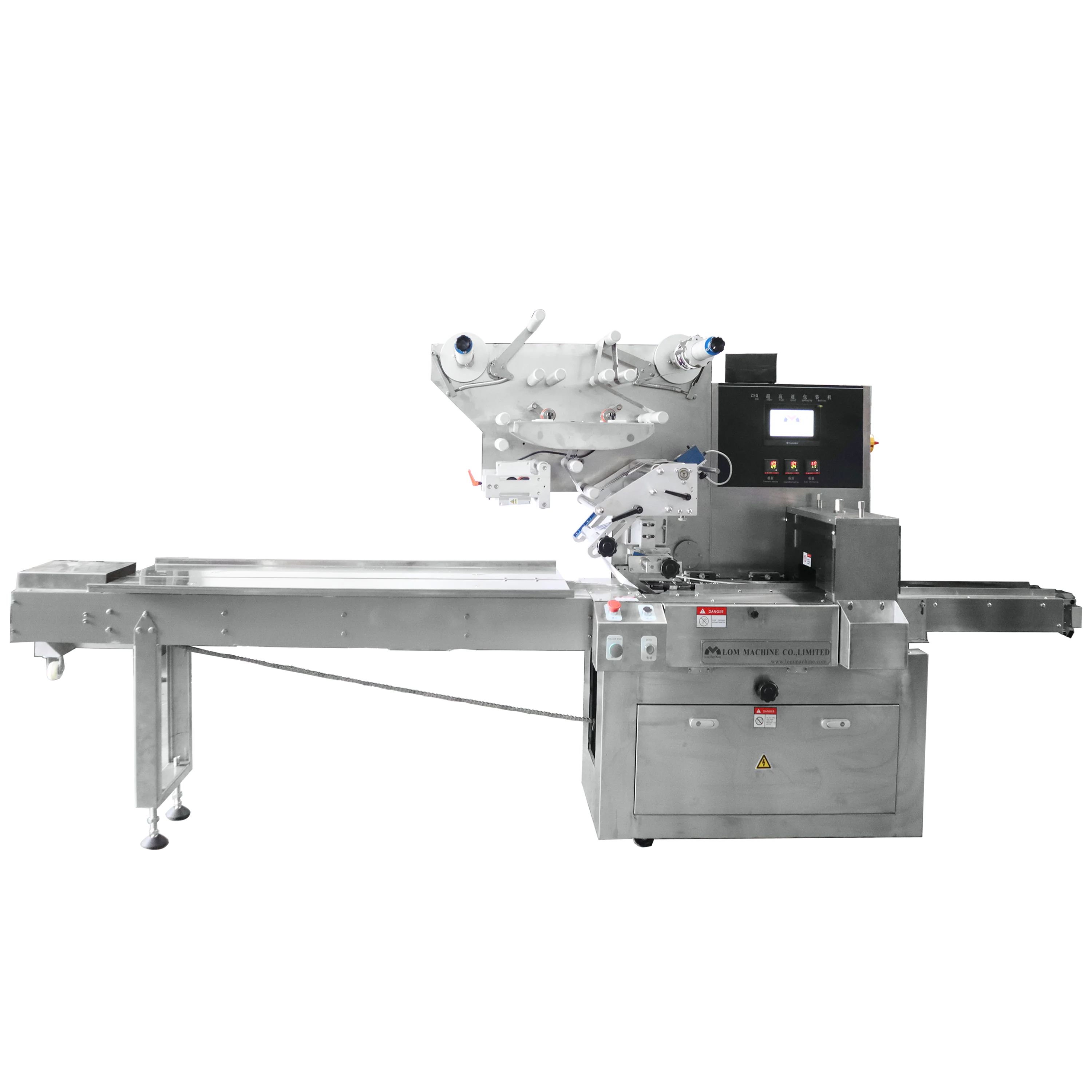 LOM 2023  High Speed Automatic Machine Pillow Bag Packing Soft Candy Rice Seeds Packing Machine Pasta Potato Chips Packaging