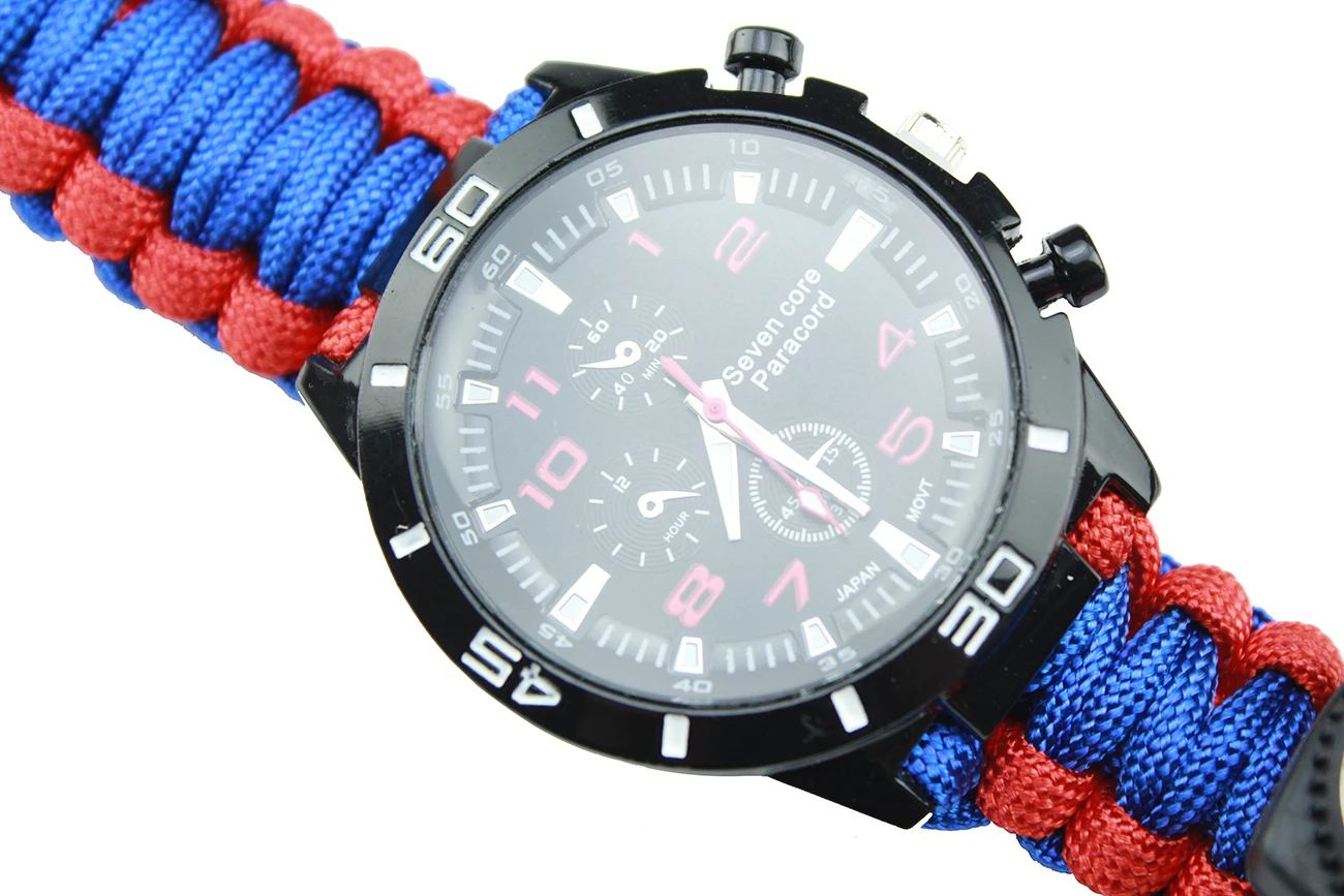 Outdoor Custom Paracord Bracelet With Knife Compass Watch Survival Emergency Kit Wholesale High Quality Survival Bracelet Watch