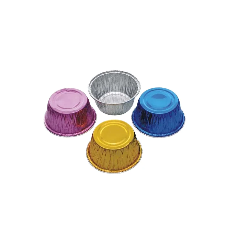 Disposable Food Grade Aluminum Foil Cups with Plastic Lid Small round Cups for Baking Pudding Cupcakes Disposable Pulp Foil Box