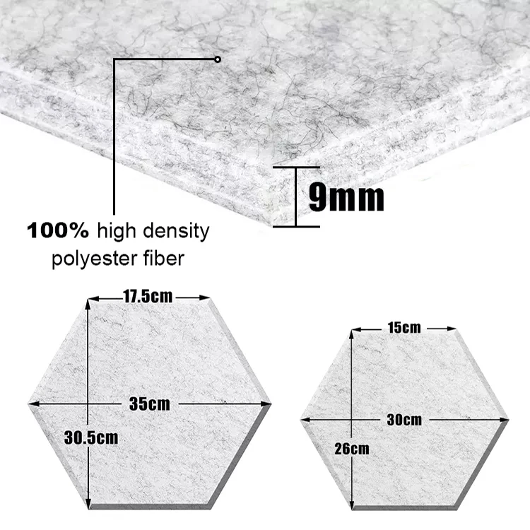 Yiacoustic Hexagon 9mm  polyester fiber ceiling noise absorption decorative ceiling sound absorption board for exhibition hall