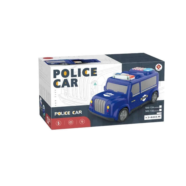 Hot sale password money safe plastic bank police car toys with music and light