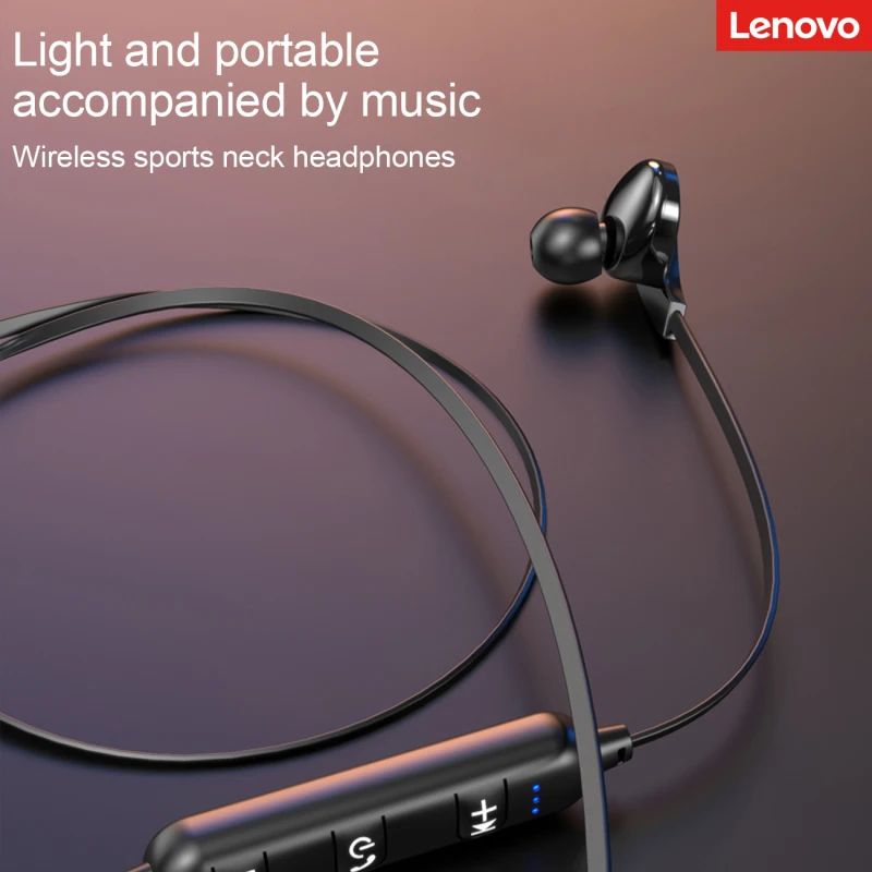 Original Lenovo ES204 Sport Headset With Neck Blue tooth Headphones TWS 5.0 Speakers Running Sport HIFI Stereo Earphone