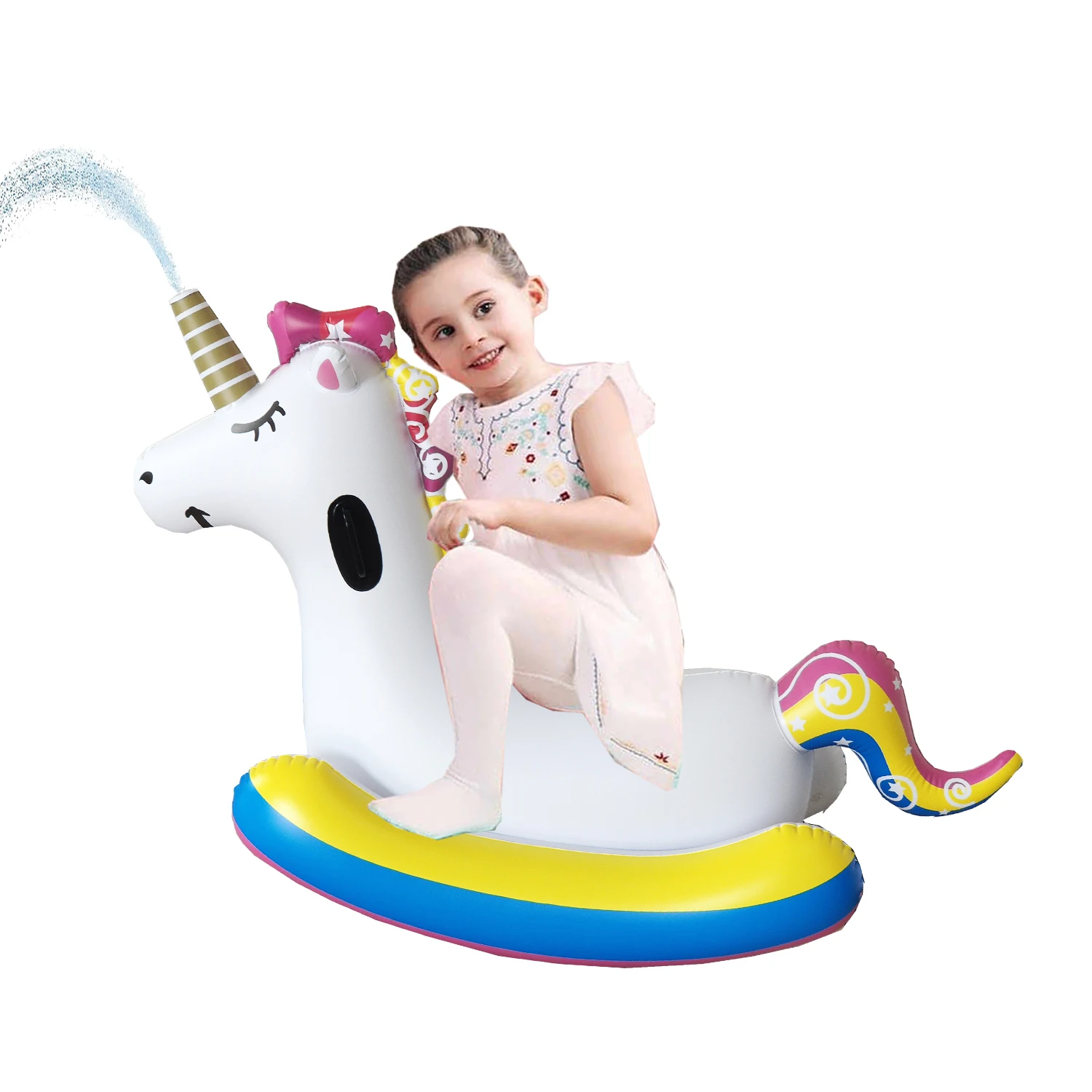 animal Sprinkle Waving Baby Boat Pool Water Float Rider inflatable unicorn Rocking chair toys