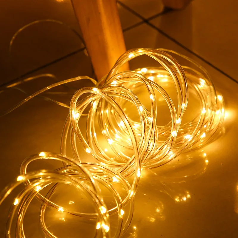 Copper wire lamp string outdoor waterproof courtyard holiday decorative factory direct solar hose copper LED