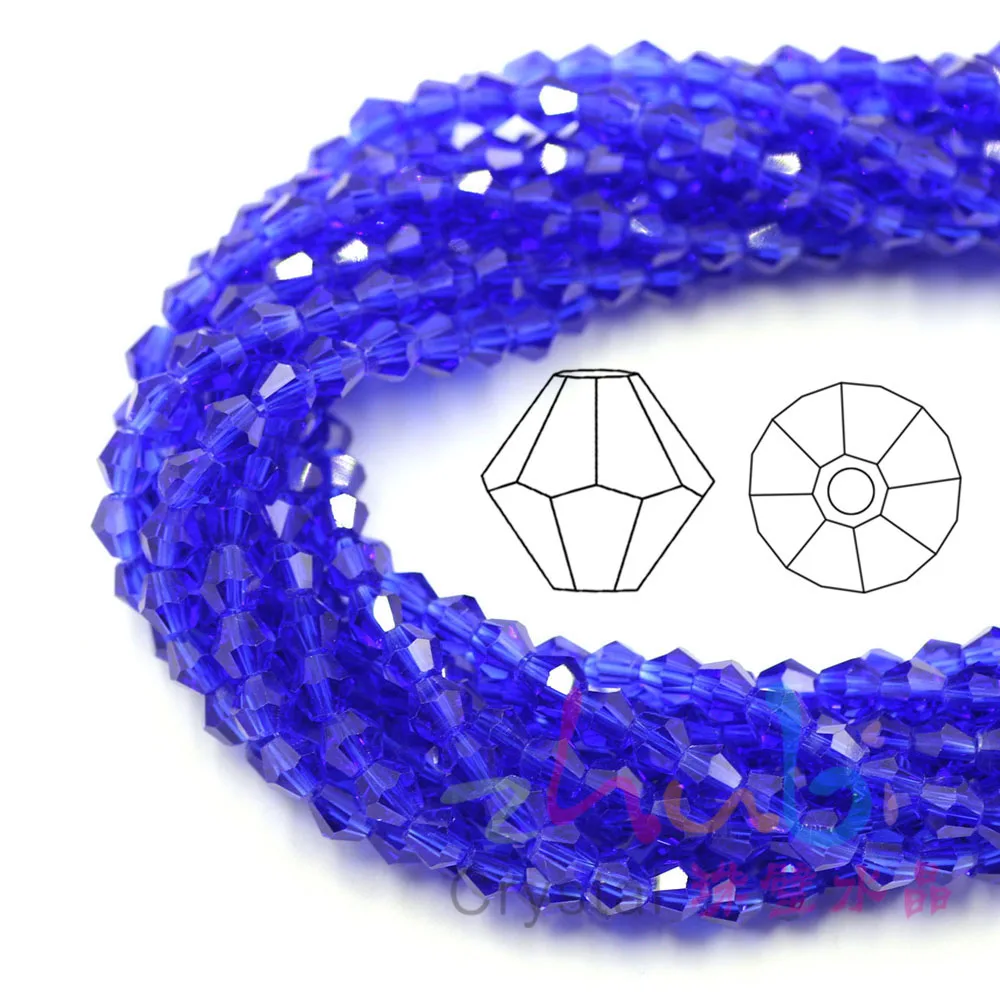 Faceted Bicone Glass Beads For Jewelry Making 6mm/8mm Pointed Crystal Beads For Women DIY Decoration Accessories 5strips/batch