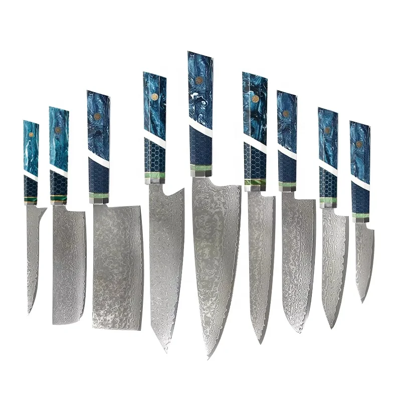 Новый набор ножей из дамасской стали профессиональный японский шеф-повар VG10 67 слоев стальные кухонные ножи с ручкой смолы