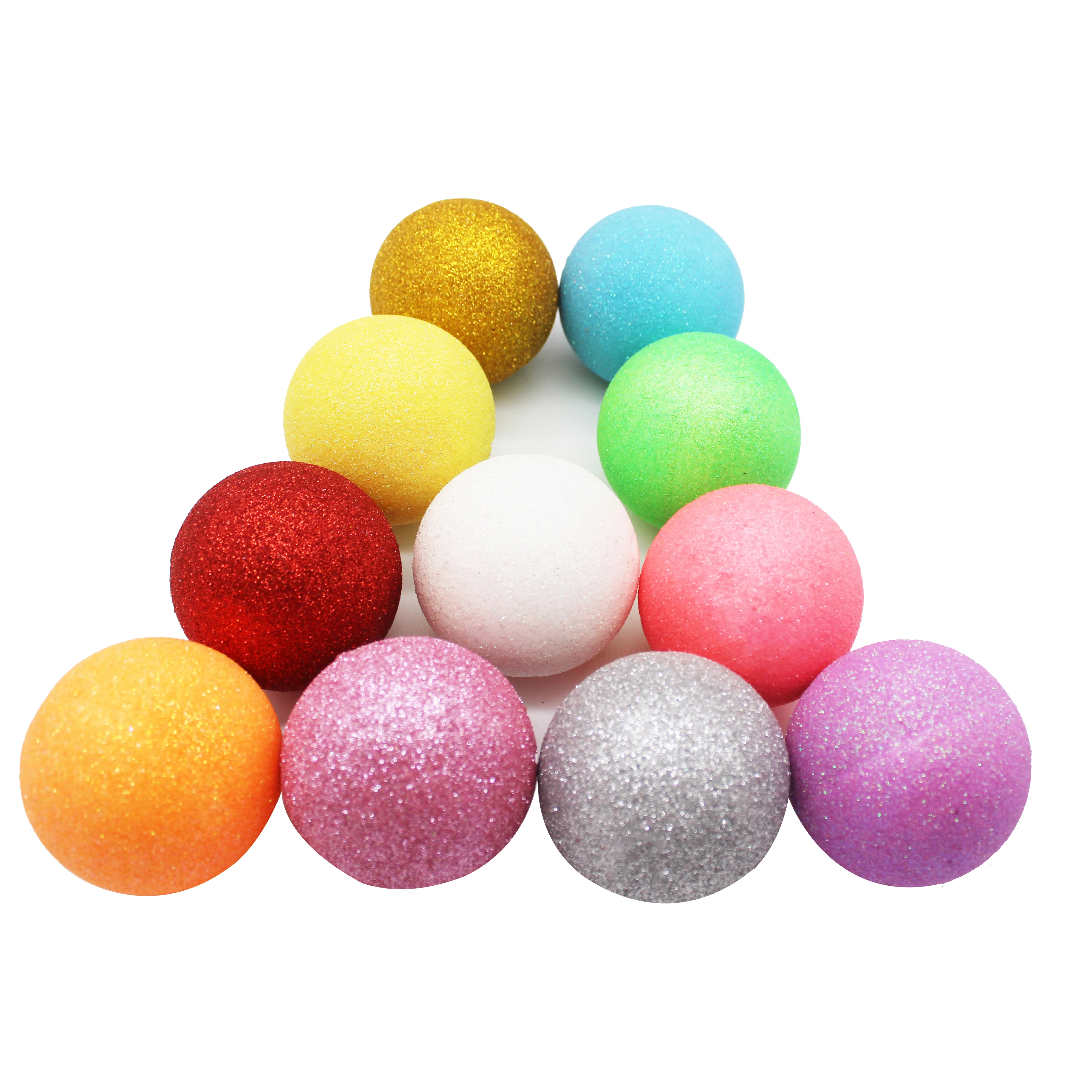 6.3cm Christmas Glitter Foam Ball Golden GLITTER BALL VASE FILLER Christmas Balls For Wedding Project
