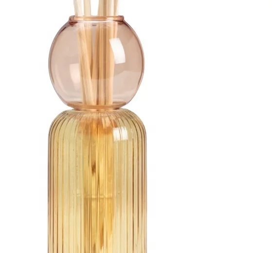 Custom Made Clear Hand-blown Empty Double-color Glass Perfume Diffuser Bottle With Stripes