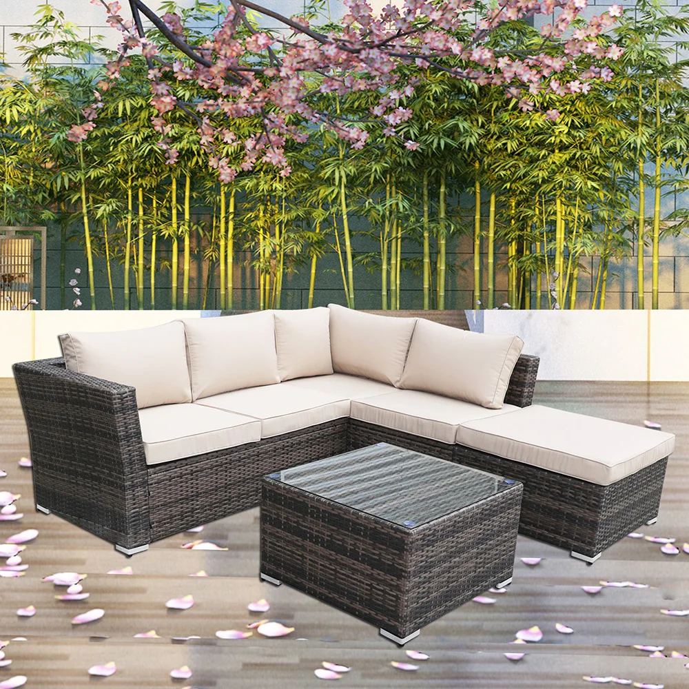 Wholesale Wicker Furniture Steel Fame Rattan Sofa Set Comfortable Popular Style Garden Leisure Outdoor Furniture with Cover
