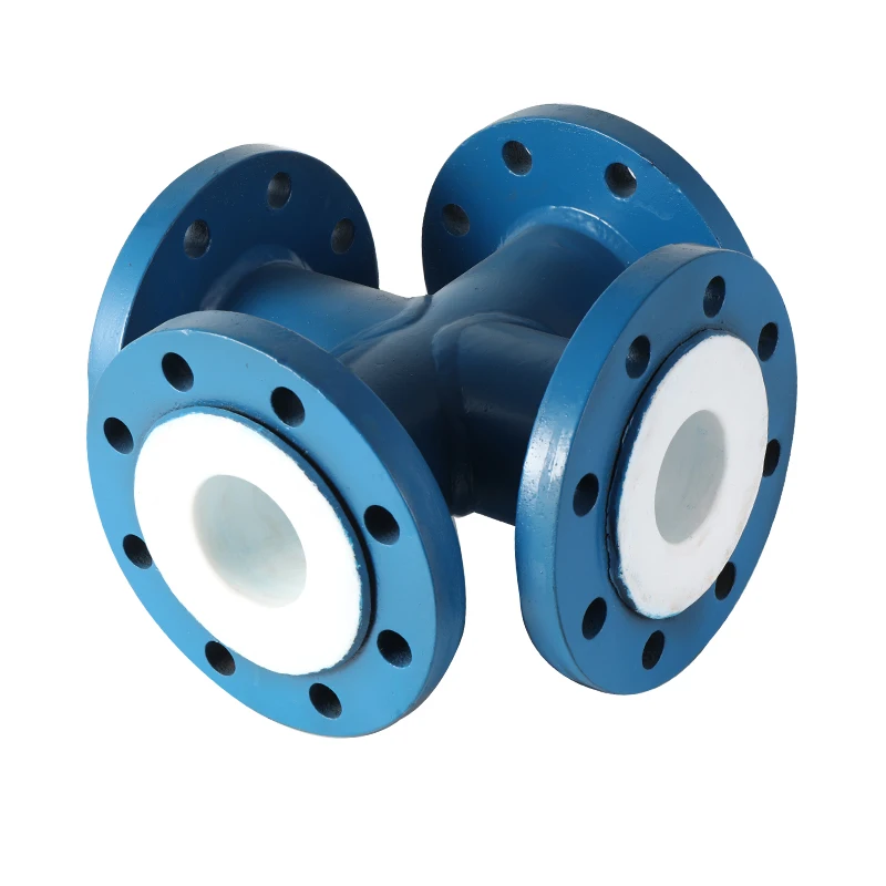 PTFE steel lined equal diameter four-way fitting