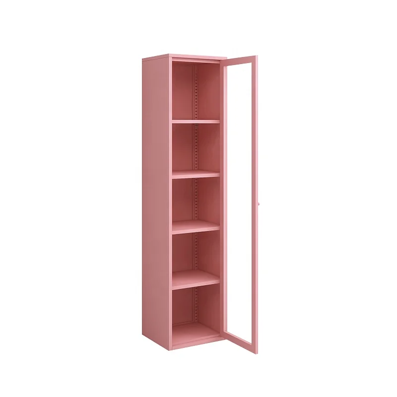 Manufacturer direct sale tall thin storage single glass door metal cabinet