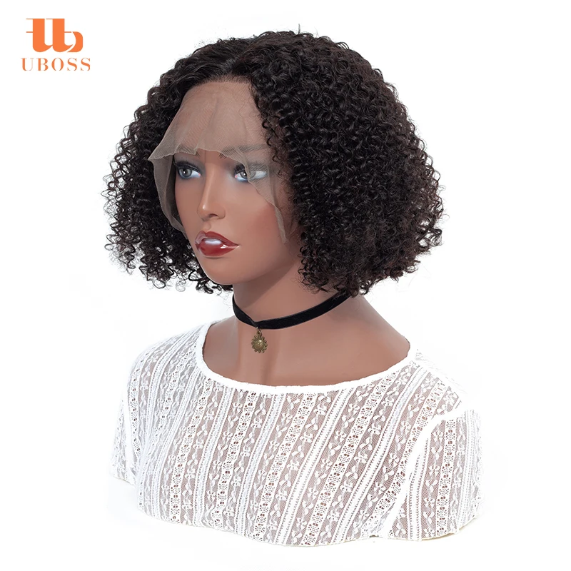 Cuticle Aligned Unprocessed Raw Human Brazilian Hair Invisible Middle Part Curly Bob Lace Front Wig