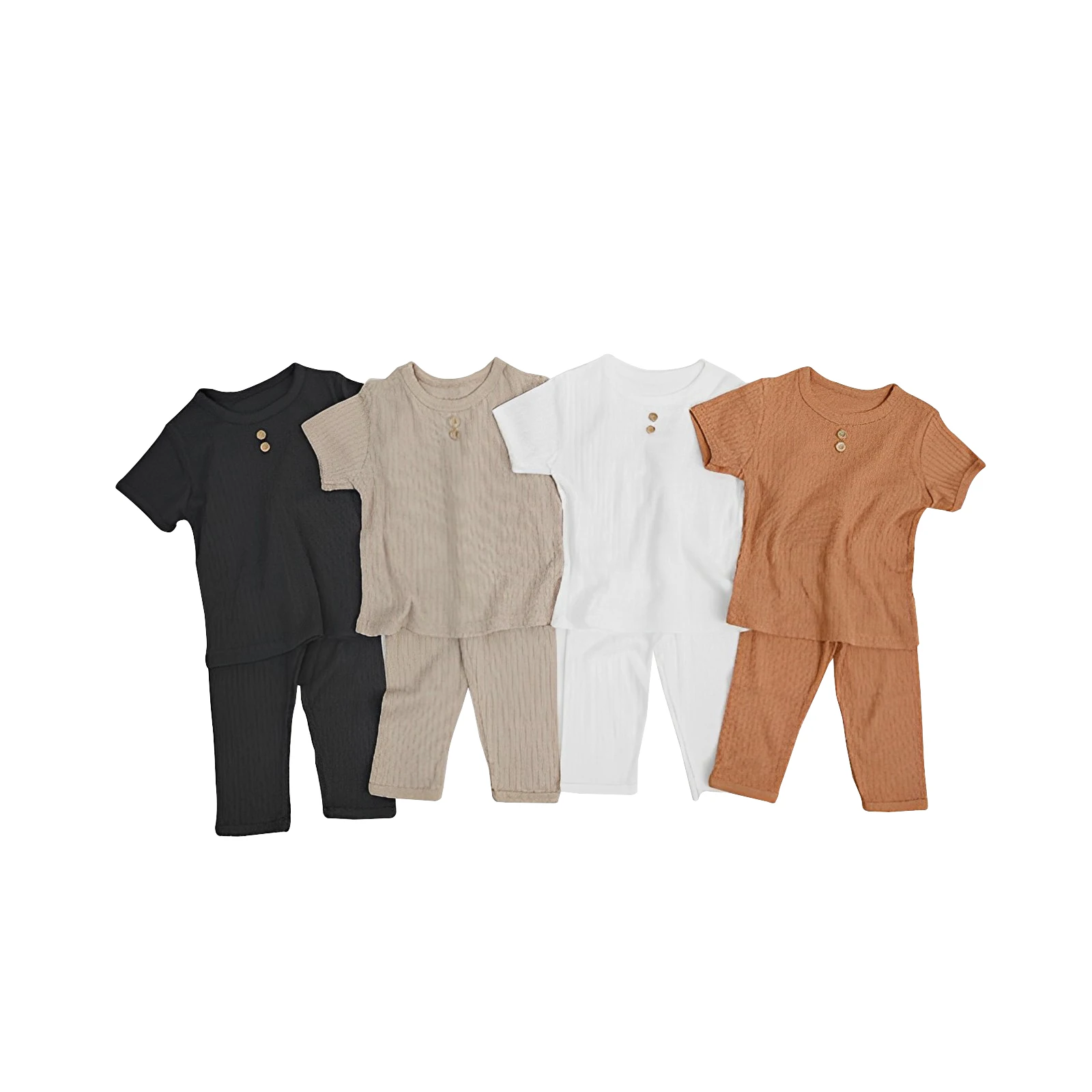 Organic toddler pajama set customize blanks ribbed children loungewear sustainable bamboo viscose pyjama enfants sleepwear