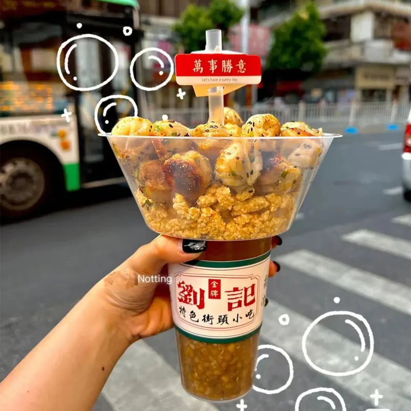 Disposable Bowl on Top Tray Lids Creative Popcorn Drink Milk Tea Plastic Cup with Snack Lid