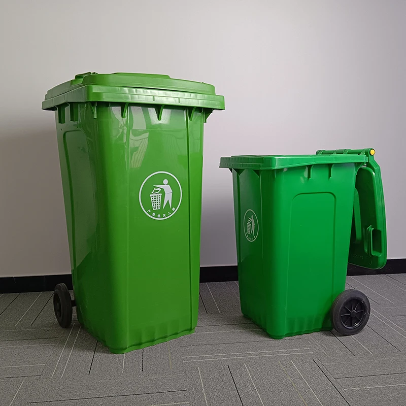 Wholesale 240 liter industrial container Green  Color Garbage Bin plastic wheelie bin for Street Use