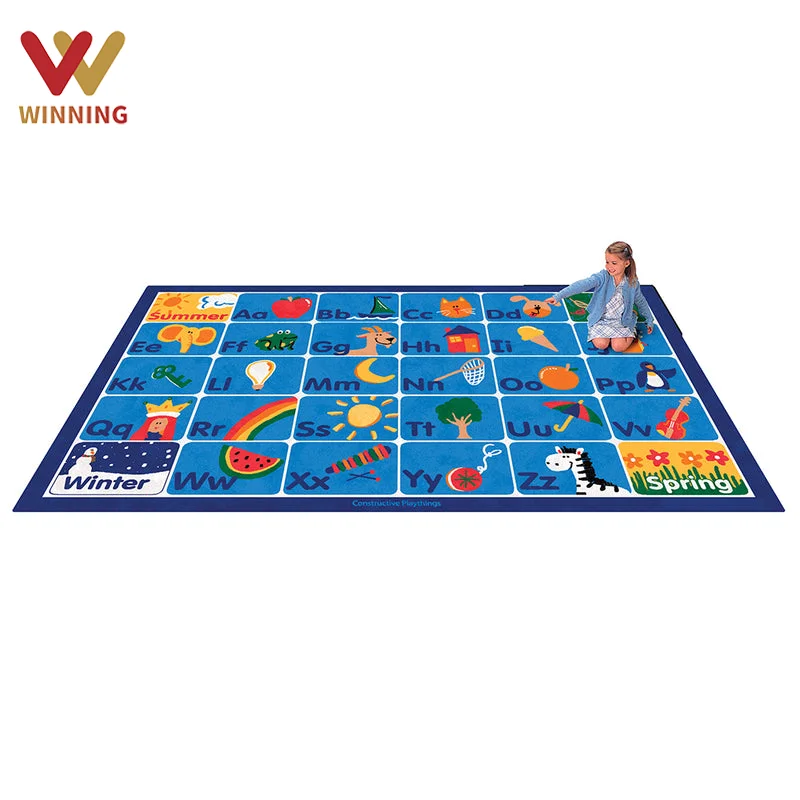 Kindergarten Large Kids Rug Alphabet Colors Classroom Rug Non-Slip Play Mat Early Learning Area Rug for Preschool Playroom