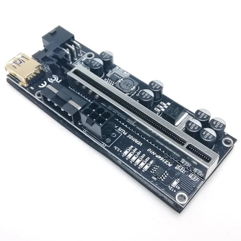 Лидер продаж, Райзер-карта Ver 010 X Plus Gpu 010 Pcie со светодиодной вспышкой, адаптер расширения PCI Express 1X до 16X