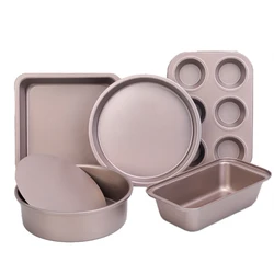 Wholesale Baking Pans Cake Mold Toast Model Pizza Pan 5 Pieces Carbon Steel Non Stick Bakeware Set