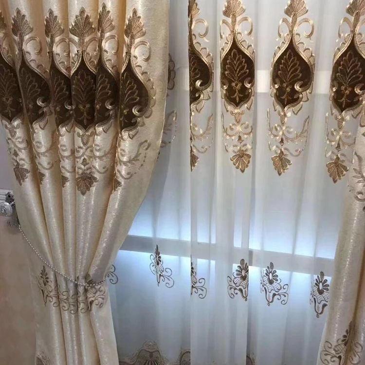 High Quality Chenille Embroidered Window Curtains, Classic Living Room Luxury Villa Bedroom Hotel Curtain/
