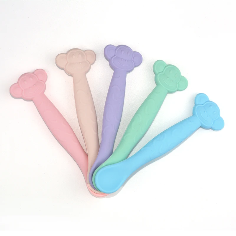 Custom Logo Food Grade Silicone Spoon Babies Microwave Feeding Baby Spoons For Toddler Kids