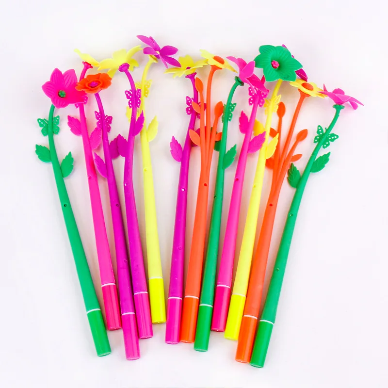 Korea Creative Stationery Fresh Flower Gel Pen Rose Flower Cartoon Silicone Gel Pen for Student Prize Gift