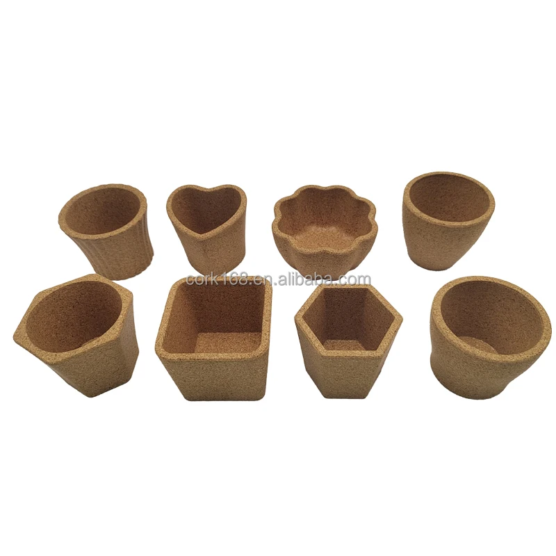 Cute Mini Small Set Succulent Planter Cork Flower pot Plant Pots Wooden Succulent Pots
